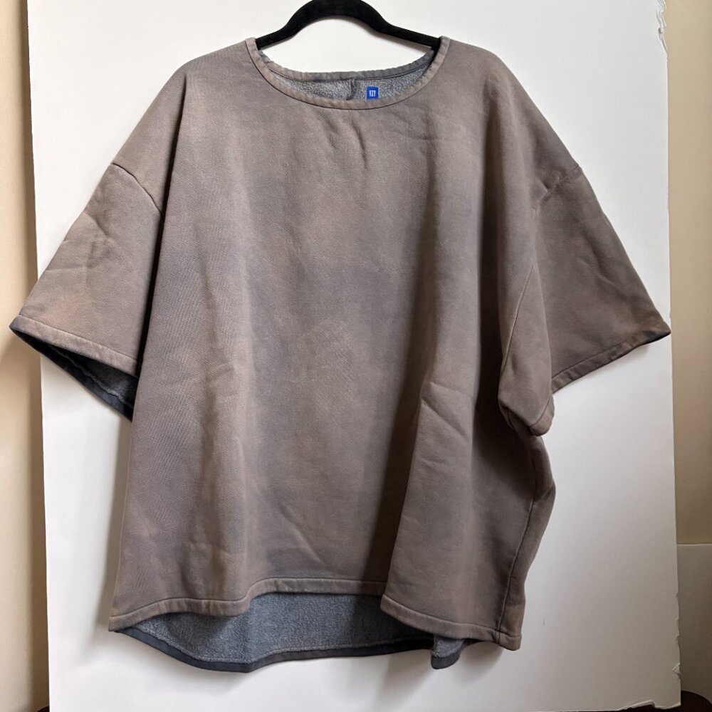 YZY Gap Fleece Yoke Back Tee Gray Streetwear Large